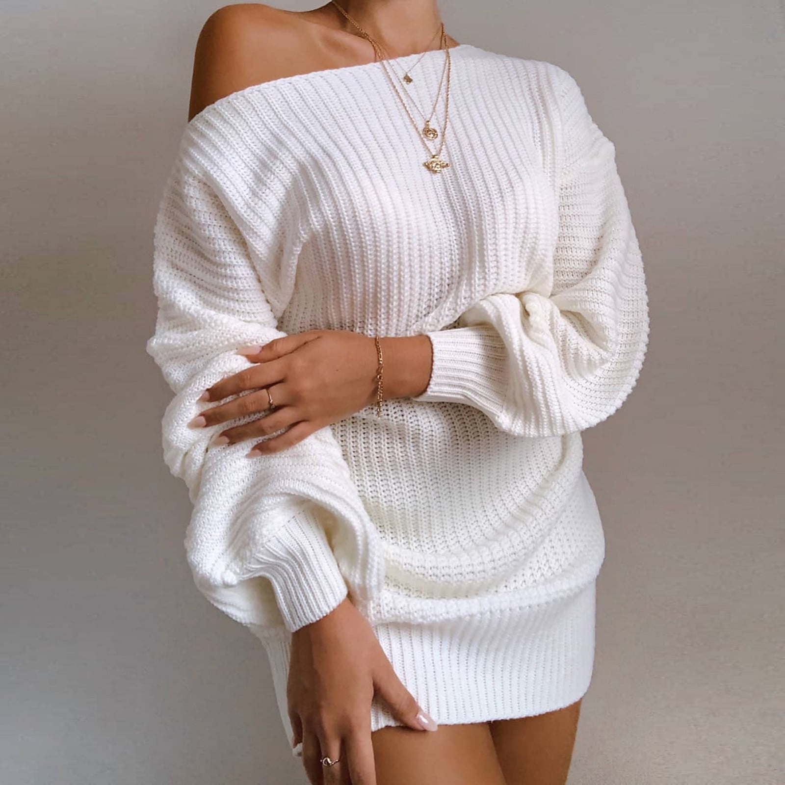 white sweater dress